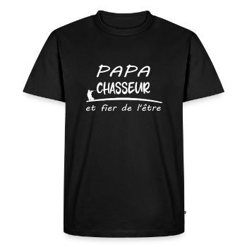 papa chasseur et fier de l'être t-shirt homme - T-shirt Premium bio Homme - noir - Devant - Nico (187cm)