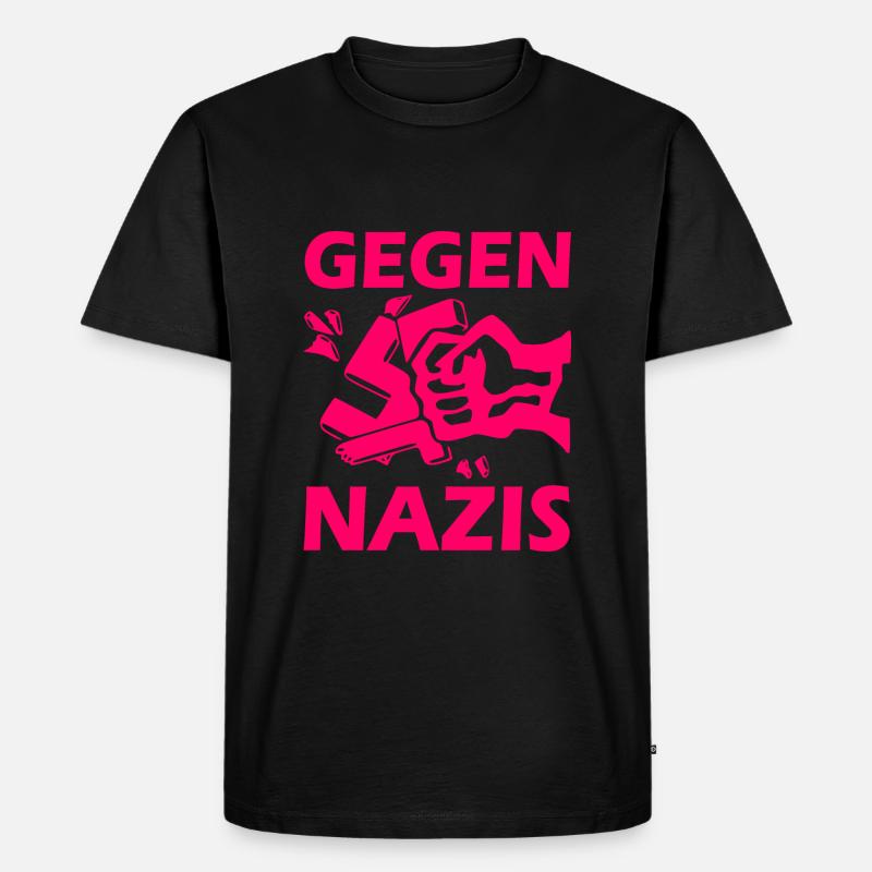 Gegen nazis faust - Männer Premium Bio T-Shirt - Schwarz