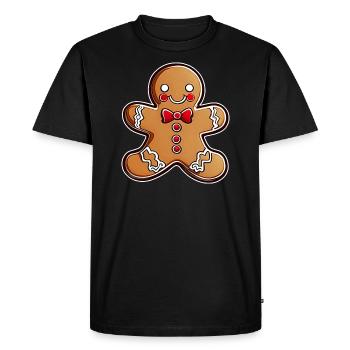 Cute gingerbread man - Men's Premium Organic T-Shirt - black - Front - Nico (187cm)