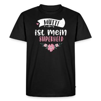 Maman est ma super-héroïne - T-shirt Premium bio Homme - noir - Devant - Nico (187cm)