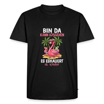 I'm there it can start, it escalates again anyway - Men's Premium Organic T-Shirt - black - Front - Nico (187cm)