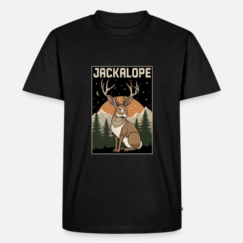 Jackalope - Männer Premium Bio T-Shirt - Schwarz