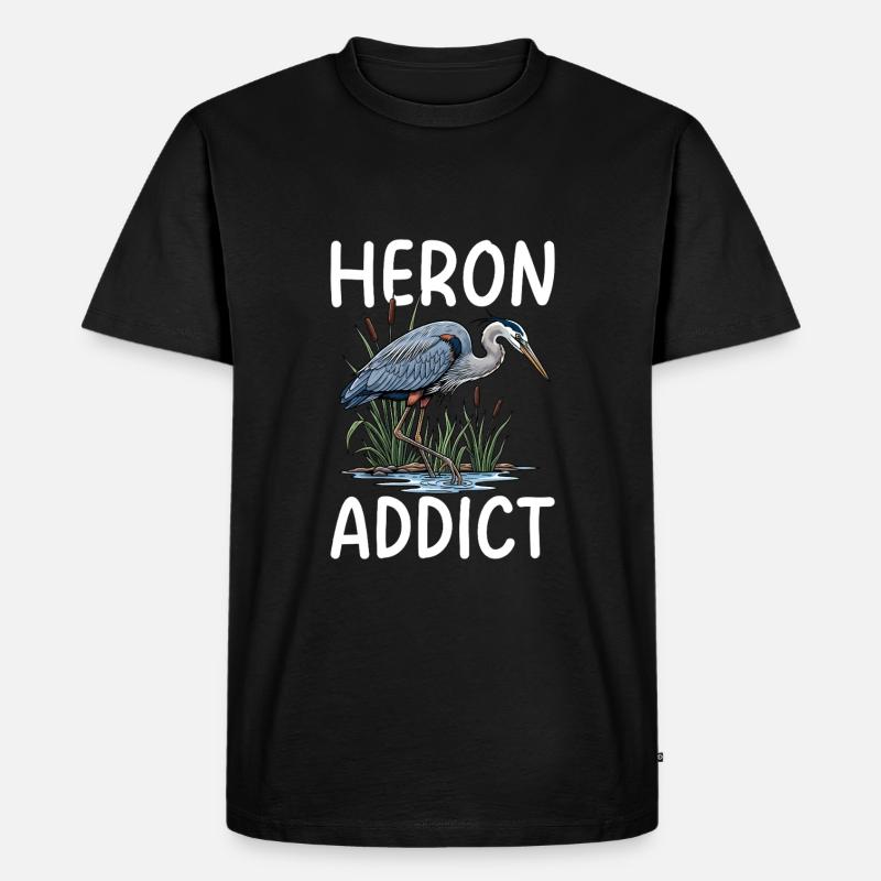 Heron Addict - Männer Premium Bio T-Shirt - Schwarz