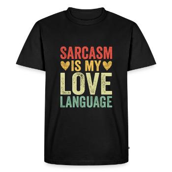 Le sarcasme est mon langage d’amour - T-shirt Premium bio Homme - noir - Devant - Nico (187cm)
