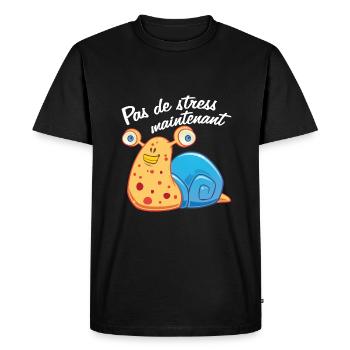 Pas de stress, un escargot qui dort. - T-shirt Premium bio Homme - noir - Devant - Nico (187cm)