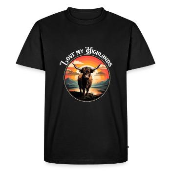 Les bovins écossais des Highlands aiment mes Highlands - T-shirt Premium bio Homme - noir - Devant - Nico (187cm)