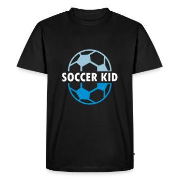 Soccer kid (two halves of football) - Men's Premium Organic T-Shirt - black - Front - Nico (187cm)