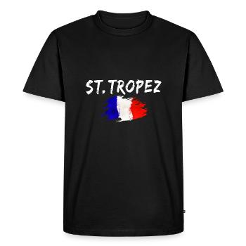 St. Tropez France Flag Saint Tropez - Men's Premium Organic T-Shirt - black - Front - Nico (187cm)