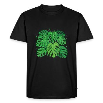 Monstera Deliciosa - Men's Premium Organic T-Shirt - black - Front - Nico (187cm)