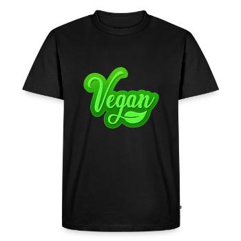Green Leaf Design for Proud Vegans - Men's Premium Organic T-Shirt - black - Front - Nico (187cm)