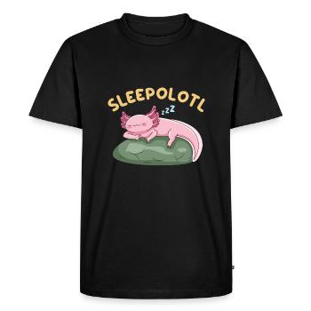 Conception de jeu de mots Sleepolotl pour les amateurs d’axolotl - T-shirt Premium bio Homme - noir - Devant - Nico (187cm)