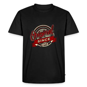 Shirt anniversaire · anniversaire · original 1973 - T-shirt Premium bio Homme - noir - Devant - Nico (187cm)