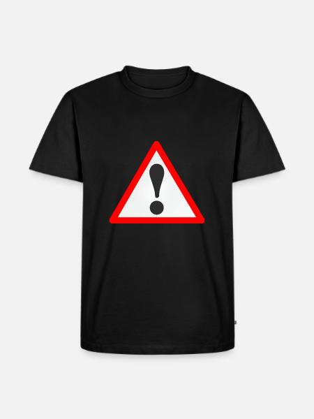 Warnschild/Ausrufezeichen /Warning/Attention - Männer Premium Bio T-Shirt - Schwarz