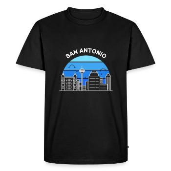 Design de la ligne d’horizon de San Antonio pour la fière San - T-shirt Premium bio Homme - noir - Devant - Nico (187cm)