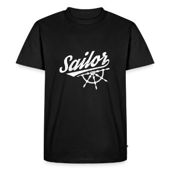 Voile drôle Sailing Marinière Sailor - T-shirt Premium bio Homme - noir - Devant - Nico (187cm)