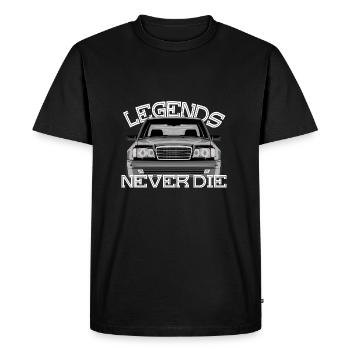 W124 legends never die - Männer Premium Bio T-Shirt - Schwarz - Vorne - Nico (187cm)