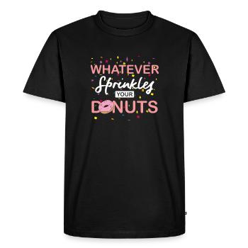 Pâte glacée aux beignets avec logo sucre rose - T-shirt Premium bio Homme - noir - Devant - Nico (187cm)