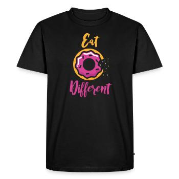 Logo Donuts Donuts disant avec glaçage rose - T-shirt Premium bio Homme - noir - Devant - Nico (187cm)