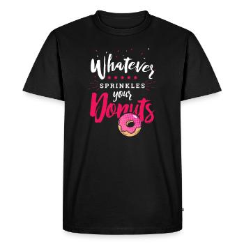 Donuts doux chocolat logo cadeau délicieux amant - T-shirt Premium bio Homme - noir - Devant - Nico (187cm)