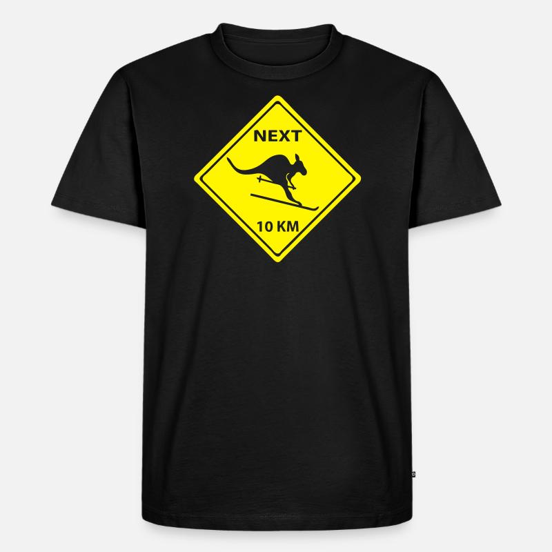Roadsign Känguruh Ski - Männer Premium Bio T-Shirt - Schwarz