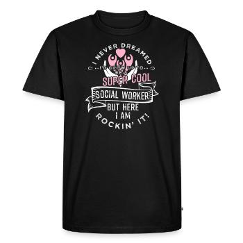 Titre du poste de travailleur social - T-shirt Premium bio Homme - noir - Devant - Nico (187cm)
