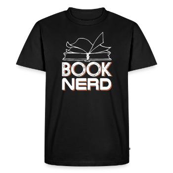 Book Nerd Funny Book Lover Reading Gift - Men's Premium Organic T-Shirt - black - Front - Nico (187cm)