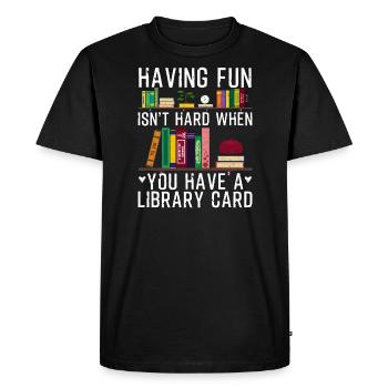 S'amuser n'est pas difficile Carte de bibliothèque - T-shirt Premium bio Homme - noir - Devant - Nico (187cm)