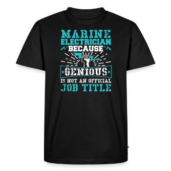 Titre du poste d'électricien maritime - T-shirt Premium bio Homme - noir - Devant - Nico (187cm)