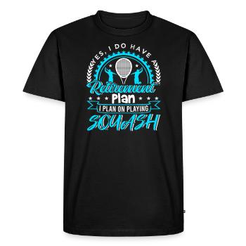Plan de retraite J'ai l'intention de jouer au squash - T-shirt Premium bio Homme - noir - Devant - Nico (187cm)