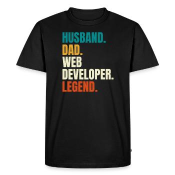 Husband Dad Web Developer Legend Retro - Men's Premium Organic T-Shirt - black - Front - Nico (187cm)