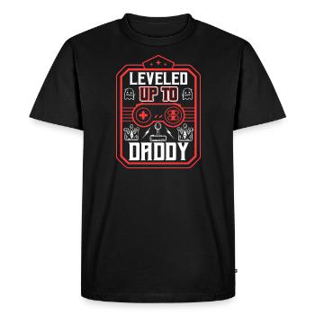 Leveled Up To Daddy - Men's Premium Organic T-Shirt - black - Front - Nico (187cm)