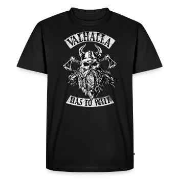 Valhalla has to wait - Men's Premium Organic T-Shirt - black - Front - Nico (187cm)