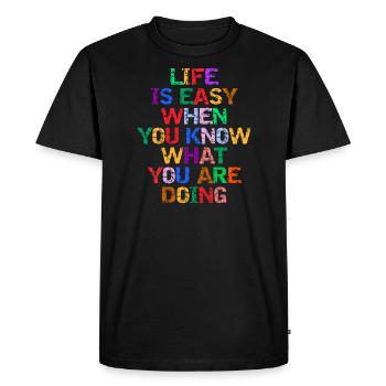 LIFE IS EASY - Men's Premium Organic T-Shirt - black - Front - Nico (187cm)