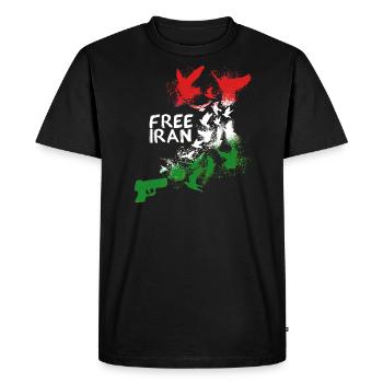 free iran, freedom, iran, free iran,flag,birds, - Men's Premium Organic T-Shirt - black - Front - Nico (187cm)