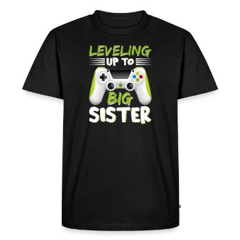Leveled Up To Big Sister - T-shirt Premium bio Homme - noir - Devant - Nico (187cm)