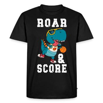 Basketball Dino T-Rex Player Sports Comic Cartoon - T-shirt Premium bio Homme - noir - Devant - Nico (187cm)