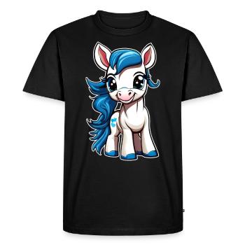 Cute smiling pony - Men's Premium Organic T-Shirt - black - Front - Nico (187cm)