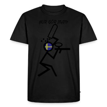 Swedish paintball player reloading his marker - Men's Premium Organic T-Shirt - black - Front - Nico (187cm)