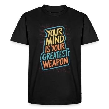 VOTRE EST VOTRE PLUS GRANDE ARME - T-shirt Premium bio Homme - noir - Devant - Nico (187cm)