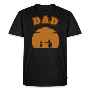 Papa Petite Fille Marron - T-shirt Premium bio Homme - noir - Devant - Nico (187cm)