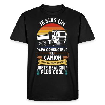 T-shirt de la fête des pères - Papa Camionneur - T-shirt Premium bio Homme - noir - Devant - Nico (187cm)