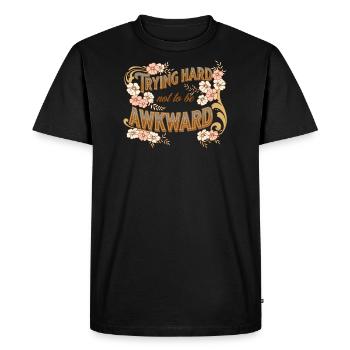 trying hard not to be awkward - Men's Premium Organic T-Shirt - black - Front - Nico (187cm)