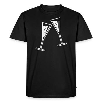 2 Glasses Of Sparkling Wine (Funnel / Closed / W) - Men's Premium Organic T-Shirt - black - Front - Nico (187cm)