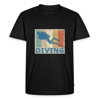 Rétro Style Rétro Plongée Plongeur Plongeur - T-shirt Premium bio Homme - noir - Devant - Nico (187cm)