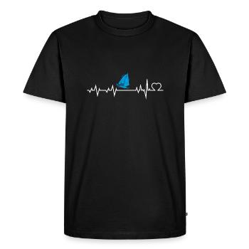 Heartbeat Voilier Skipper Skipper Shirt Cadeau - T-shirt Premium bio Homme - noir - Devant - Nico (187cm)