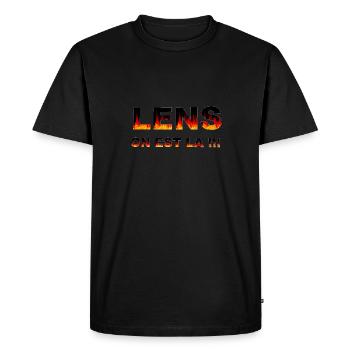 Lens on est la !!! - T-shirt Premium bio Homme - noir - Devant - Nico (187cm)