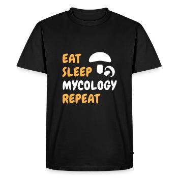 Manger, dormir, Mycologie, Répéter - T-shirt Premium bio Homme - noir - Devant - Nico (187cm)
