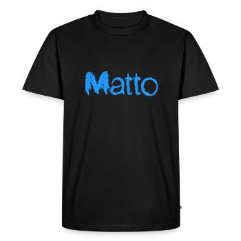 Texte bleu matto grand nom - T-shirt Premium bio Homme - noir - Devant - Nico (187cm)