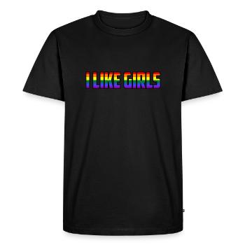 I Like Girls LGBTQ Lesbian Pride Rainbow Gift - Men's Premium Organic T-Shirt - black - Front - Nico (187cm)