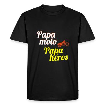 papa moto papa héros - T-shirt Premium bio Homme - noir - Devant - Nico (187cm)